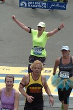 Rockenbaugh Elementary administrator Janet Blackwell crossed the finish line at this year