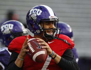 Happy Hill  Kenny Hill is all smiles after being named as the starting quarterback for 13 ranked TCU The Horned Frogs will open the season in Fort Worths Amon G Carter Stadium against South Dakota State Photo Courtesy of TCU Athletics